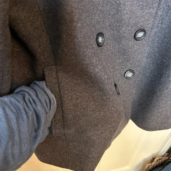 NWT Old Navy Pea Coat Womens XL Dark Gray Charcoal Double Breasted Lined - Picture 6 of 7